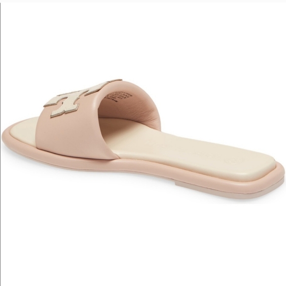 Tory Burch Double T Sport Slide New Cream / Spark Gold / Shell Pink Size 8.5 - Picture 12 of 16